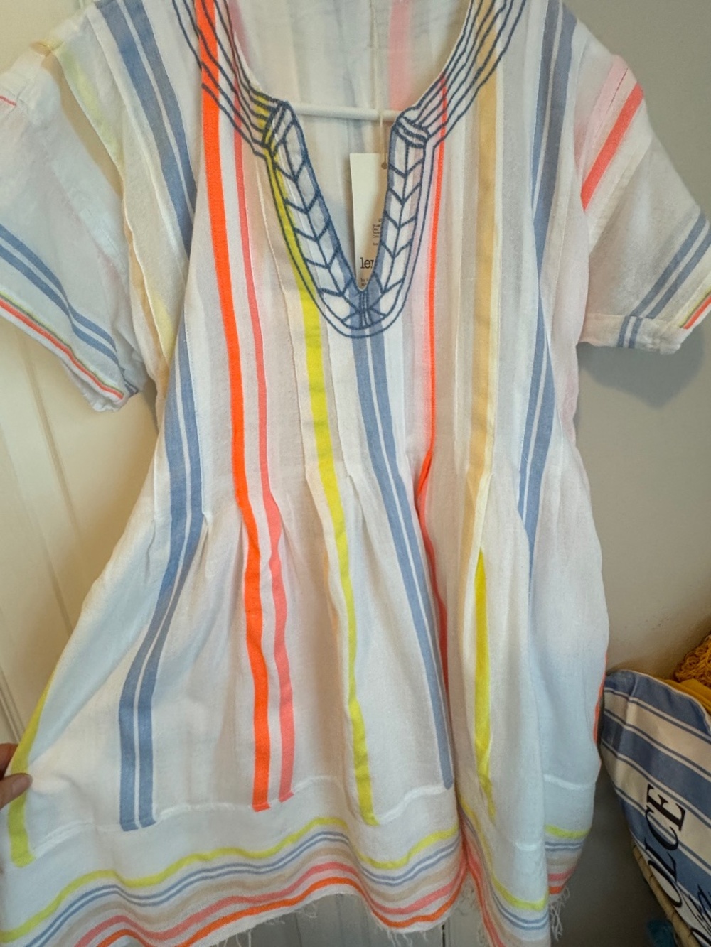 NWT LEMLEM, TIRUNESH SMOCK DRESS IN STRIPE SUNRISE